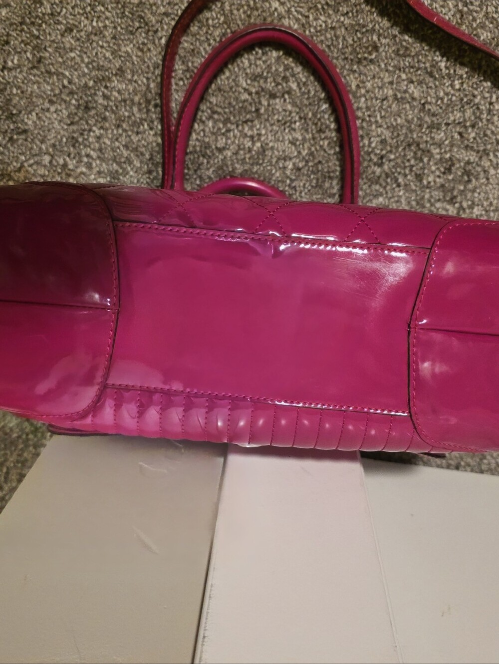 COACH Fuchsia Quilted Patent Satchel Handbag - Picture 8 of 12